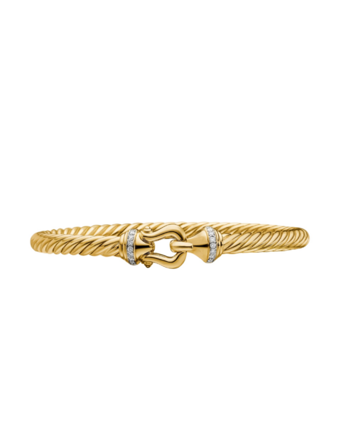David Yurman Buckle Cablespira® Bracelet in 18K Yellow Gold with Diamonds