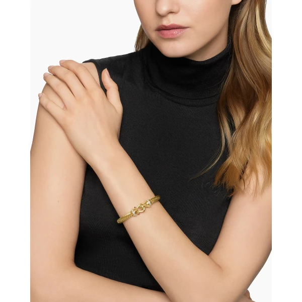 7mm in Red – front view of authentic Cable Bracelets at Luxury Shoes |David Yurman Buckle Cablespira® Bracelet in 18K Yellow Gold with Rubies and Diamonds