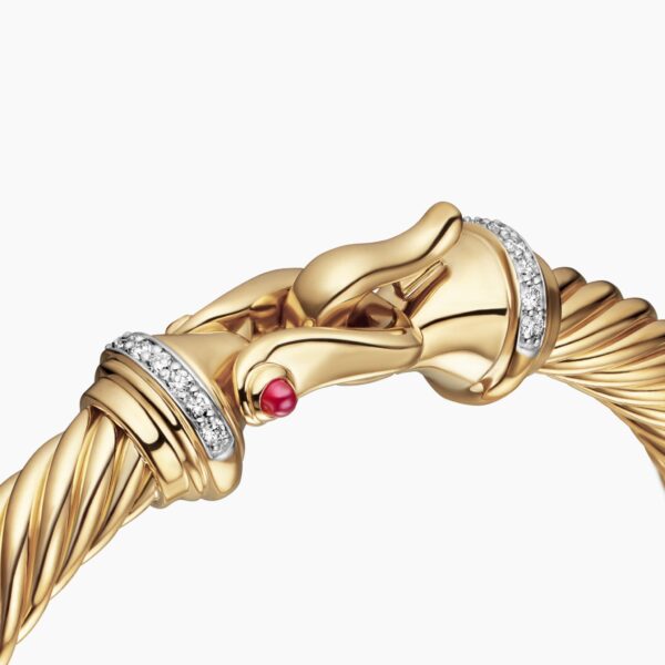 David Yurman Buckle Cablespira® Bracelet in 18K Yellow Gold with Rubies and Diamonds, 7mm, view 5