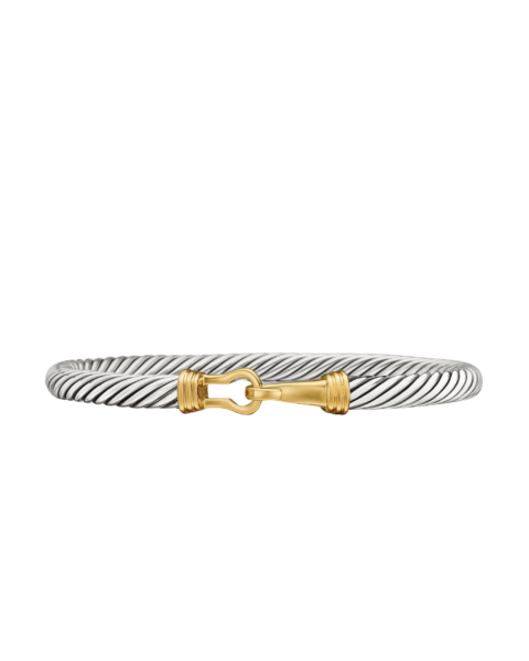 David Yurman Buckle Classic Cable Bracelet in Sterling Silver with 14K Yellow Gold