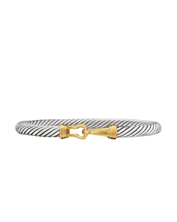 David Yurman Buckle Classic Cable Bracelet in Sterling Silver with 14K Yellow Gold