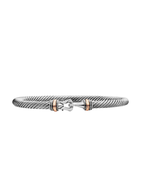 David Yurman Buckle Classic Cable Bracelet in Sterling Silver with 18K Rose Gold