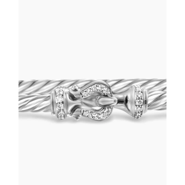 signature twisted-helix detail|David Yurman Buckle Classic Cable Bracelet in Sterling Silver with Diamonds