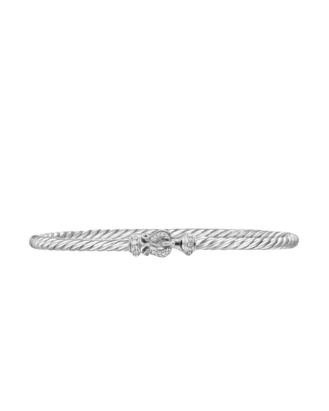 David Yurman Buckle Classic Cable Bracelet in Sterling Silver with Diamonds