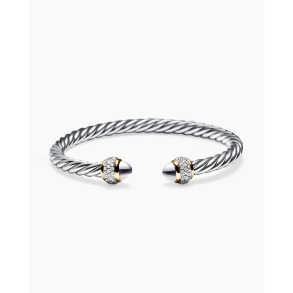 on-model styling shot|David Yurman Cable Bracelet in Sterling Silver with 18K Yellow Gold and Diamonds