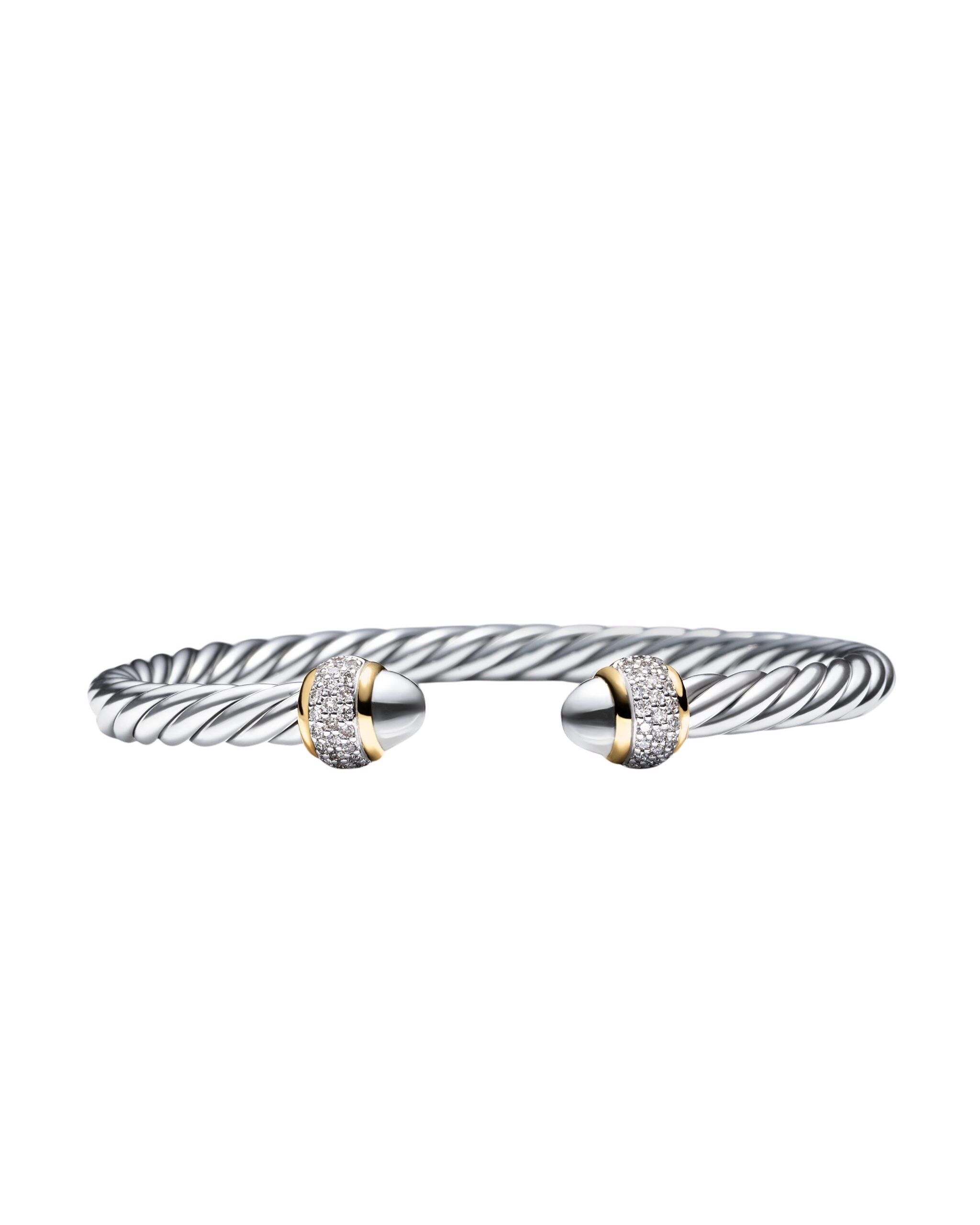 David Yurman Cable Bracelet in Sterling Silver with 18K Yellow Gold and Diamonds