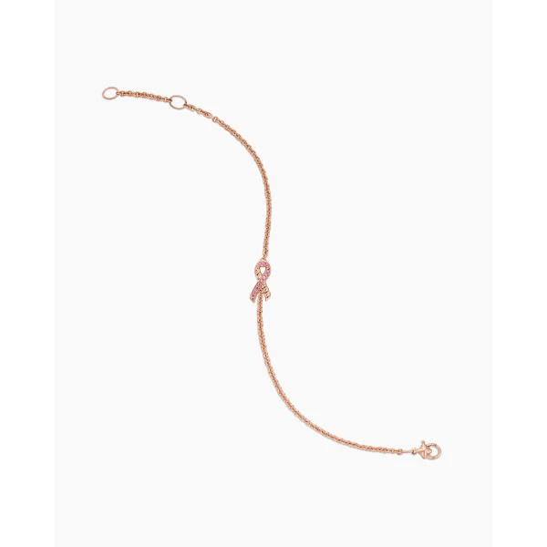 on-model styling shot|David Yurman Cable Collectibles® Ribbon Chain Bracelet in 18K Rose Gold with Pavé Pink Sapphires