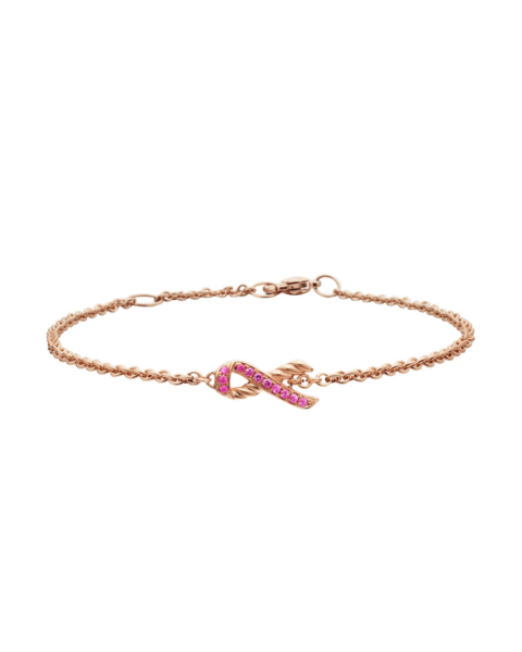 David Yurman Cable Collectibles® Ribbon Chain Bracelet in 18K Rose Gold with Pavé Pink Sapphires