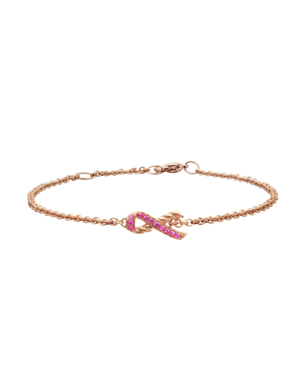 David Yurman Cable Collectibles® Ribbon Chain Bracelet in 18K Rose Gold with Pavé Pink Sapphires