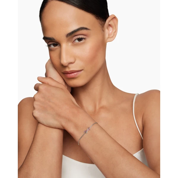 1.5mm in Pink – front view of authentic Chain Bracelets at Luxury Shoes |David Yurman Cable Collectibles® Ribbon Chain Bracelet in Sterling Silver with Pavé Pink Sapphires