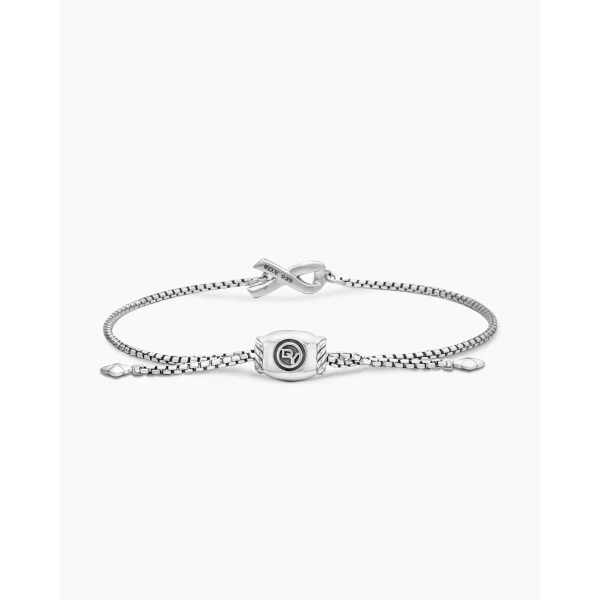 on-model styling shot|David Yurman Cable Collectibles® Ribbon Chain Bracelet in Sterling Silver with Pavé Pink Sapphires