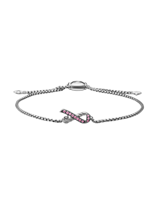 David Yurman Cable Collectibles® Ribbon Chain Bracelet in Sterling Silver with Pavé Pink Sapphires