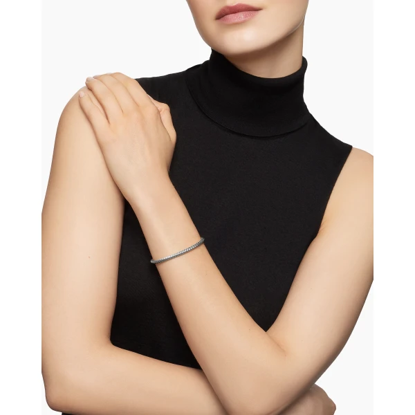 4mm in Silver – front view of authentic Cable Bracelets at Luxury Shoes |David Yurman Cable Flex® Bracelet in 18K White Gold