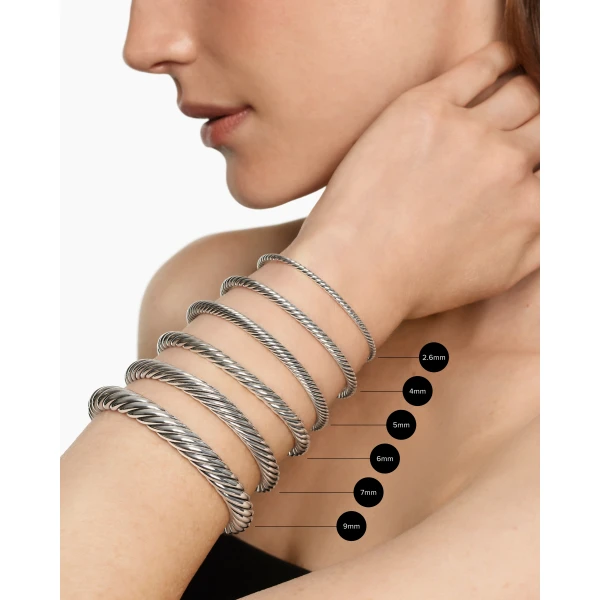 4mm in Silver – clasp and closure mechanism detail|David Yurman Cable Flex® Bracelet in 18K White Gold