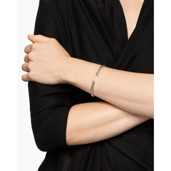 4mm in Silver – front view of authentic Cable Bracelets at Luxury Shoes |David Yurman Cable Flex® Bracelet in Sterling Silver