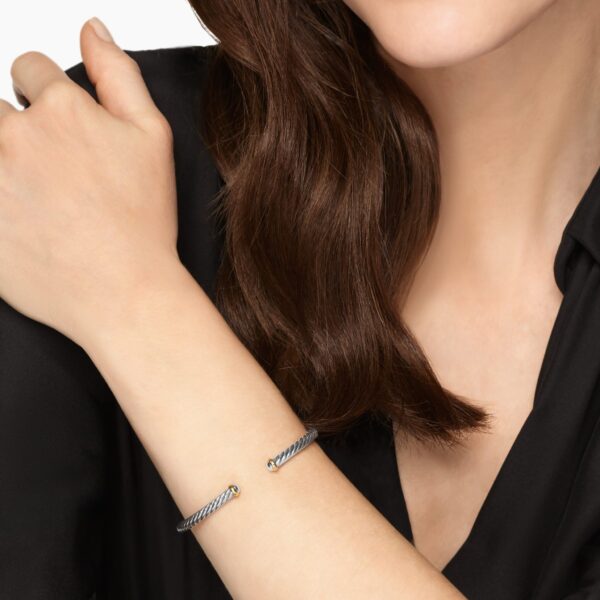David Yurman Cable Flex® Bracelet in Sterling Silver with 14K Yellow Gold, 4mm, view 2