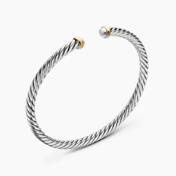 David Yurman Cable Flex® Bracelet in Sterling Silver with 14K Yellow Gold, 4mm, view 3