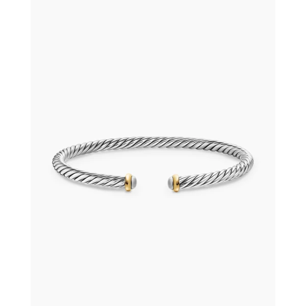 on-model styling shot|David Yurman Cable Flex® Bracelet in Sterling Silver with 14K Yellow Gold