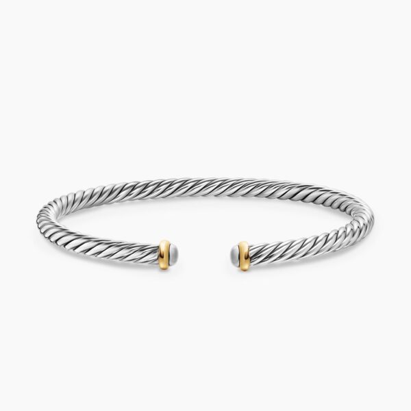 David Yurman Cable Flex® Bracelet in Sterling Silver with 14K Yellow Gold, 4mm, view 4