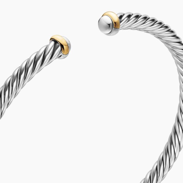 David Yurman Cable Flex® Bracelet in Sterling Silver with 14K Yellow Gold, 4mm, view 5