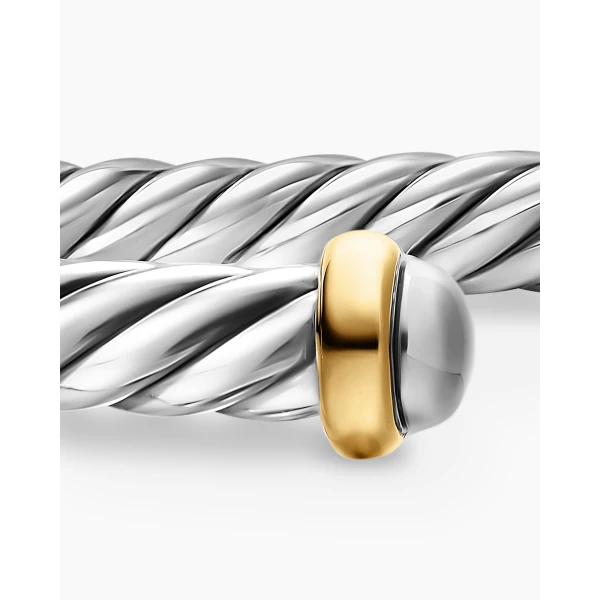 signature twisted-helix detail|David Yurman Cable Flex® Bracelet in Sterling Silver with 14K Yellow Gold