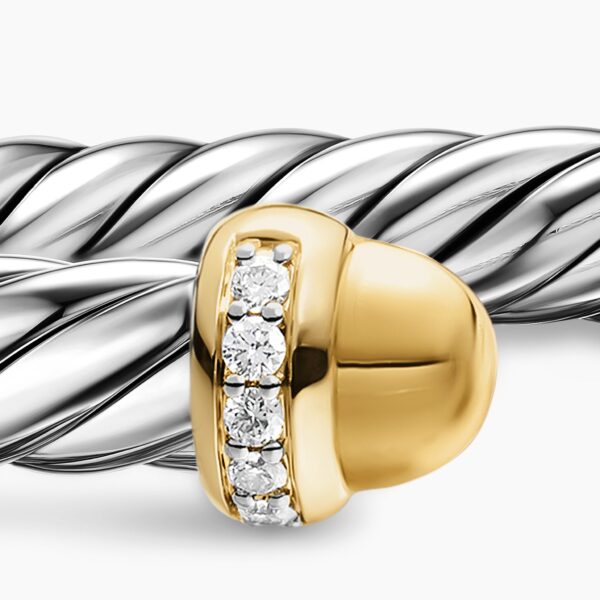 David Yurman Cable Flex® Bracelet in Sterling Silver with 14K Yellow Gold Domes and Diamonds, 6mm, view 5