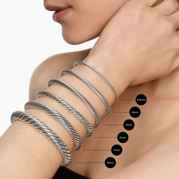David Yurman Cable Flex® Bracelet in Sterling Silver with 14K Yellow Gold Domes and Diamonds, 6mm, view 6