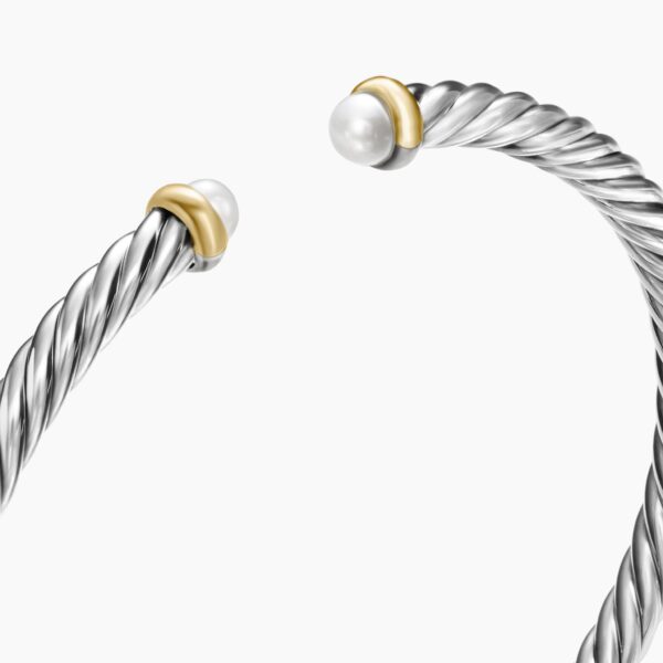 David Yurman Cable Flex® Bracelet in Sterling Silver with 14K Yellow Gold and Pearls, 4mm, view 5
