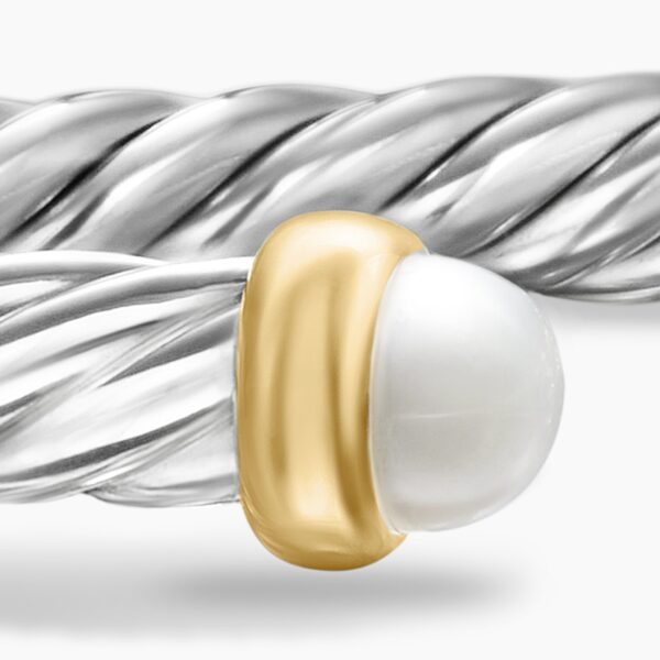 David Yurman Cable Flex® Bracelet in Sterling Silver with 14K Yellow Gold and Pearls, 4mm, view 6