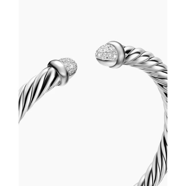 on-model styling shot|David Yurman Cable Flex® Bracelet in Sterling Silver with Pavé Diamond Domes