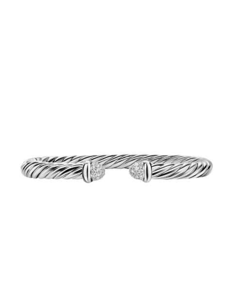 David Yurman Cable Flex® Bracelet in Sterling Silver with Pavé Diamond Domes
