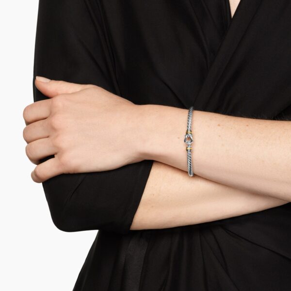 David Yurman Cable Flex® Buckle Bracelet in Sterling Silver with 14K Yellow Gold, 4mm, view 2