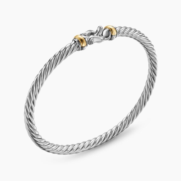 David Yurman Cable Flex® Buckle Bracelet in Sterling Silver with 14K Yellow Gold, 4mm, view 3