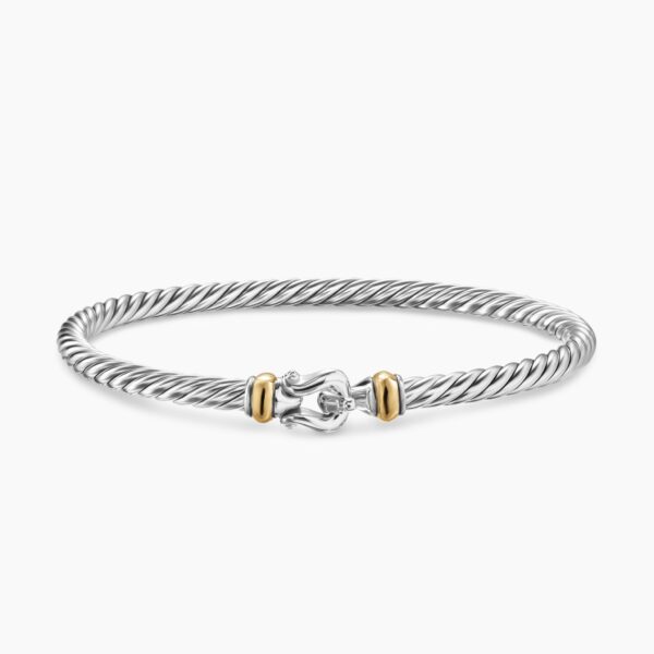 David Yurman Cable Flex® Buckle Bracelet in Sterling Silver with 14K Yellow Gold, 4mm, view 4