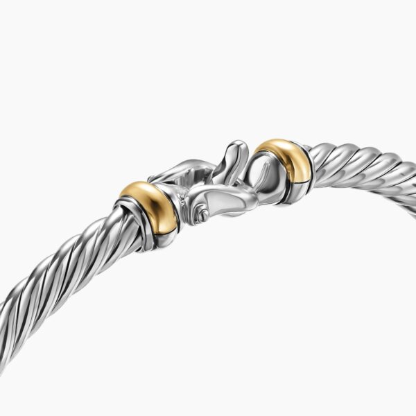 David Yurman Cable Flex® Buckle Bracelet in Sterling Silver with 14K Yellow Gold, 4mm, view 5