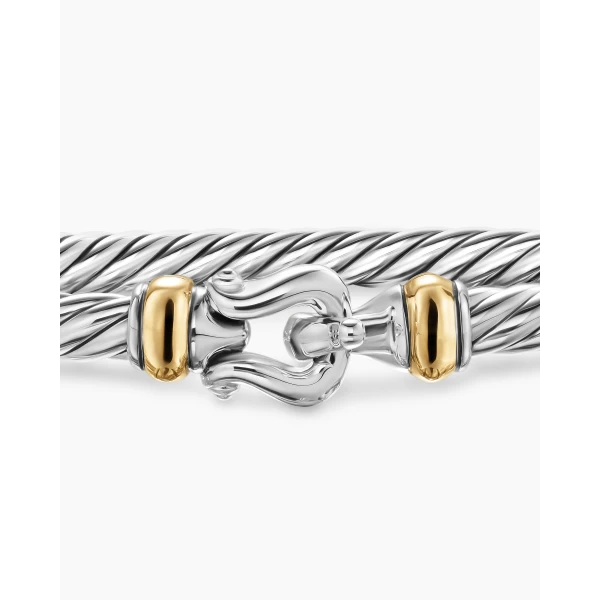 signature twisted-helix detail|David Yurman Cable Flex® Buckle Bracelet in Sterling Silver with 14K Yellow Gold