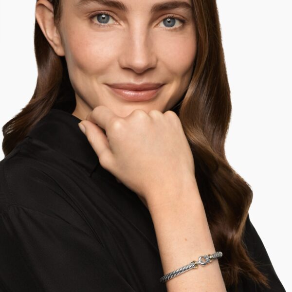 David Yurman Cable Flex® Buckle Bracelet in Sterling Silver with 14K Yellow Gold, 6mm, view 2
