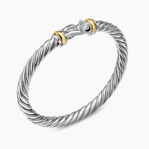 David Yurman Cable Flex® Buckle Bracelet in Sterling Silver with 14K Yellow Gold, 6mm, view 3