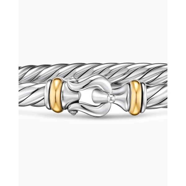 signature twisted-helix detail|David Yurman Cable Flex® Buckle Bracelet in Sterling Silver with 14K Yellow Gold
