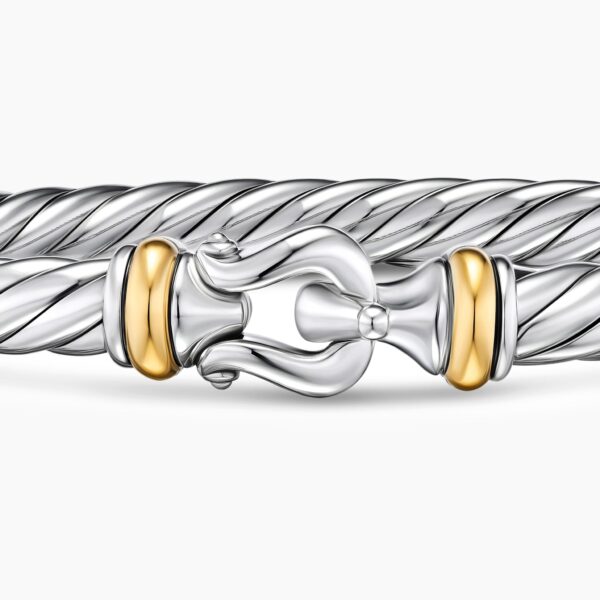 David Yurman Cable Flex® Buckle Bracelet in Sterling Silver with 14K Yellow Gold, 6mm, view 6