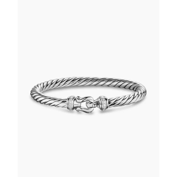 on-model styling shot|David Yurman Cable Flex® Buckle Bracelet in Sterling Silver with Diamonds