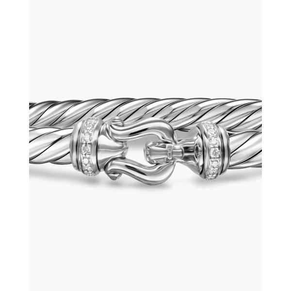 signature twisted-helix detail|David Yurman Cable Flex® Buckle Bracelet in Sterling Silver with Diamonds