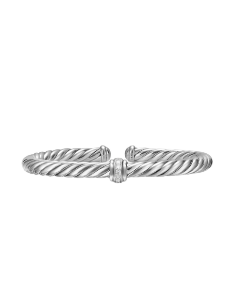 David Yurman Cable Flex® Center Station Bracelet in Sterling Silver with Diamonds