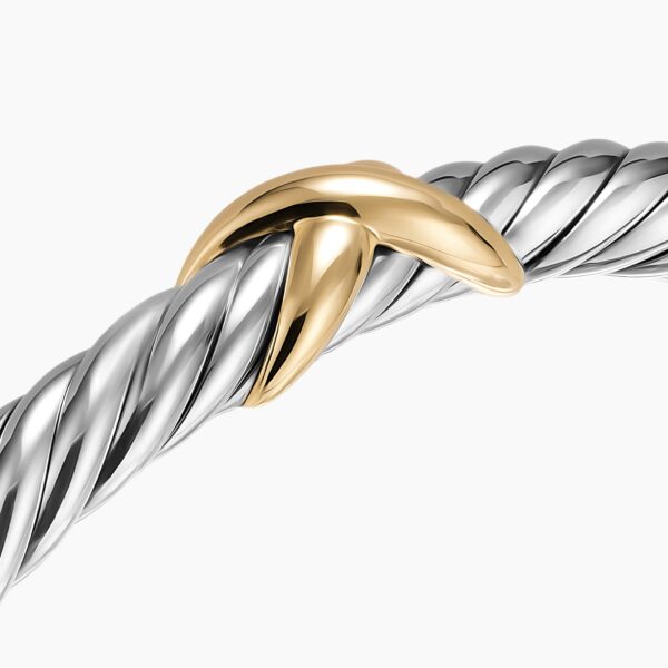 David Yurman Cable Flex® X Bracelet in Sterling Silver with 14K Yellow Gold, 6mm, view 5