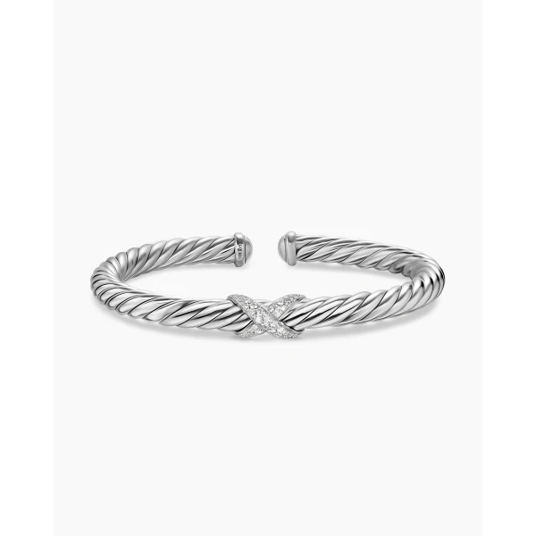 on-model styling shot|David Yurman Cable Flex® X Bracelet in Sterling Silver with Diamonds