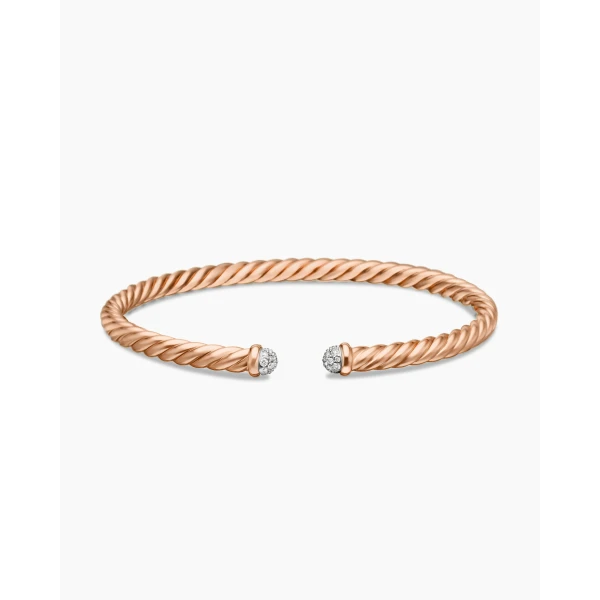 on-model styling shot|David Yurman Cablespira® Flex Bracelet in 18K Rose Gold with Diamonds