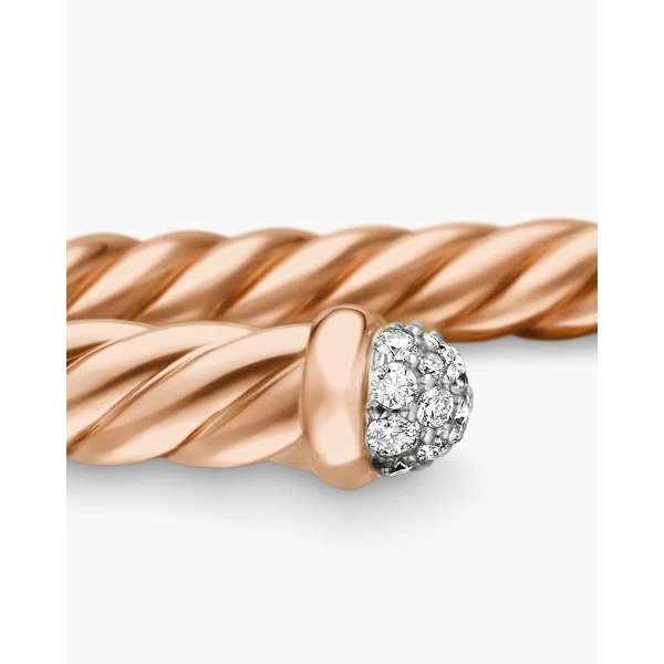 signature twisted-helix detail|David Yurman Cablespira® Flex Bracelet in 18K Rose Gold with Diamonds