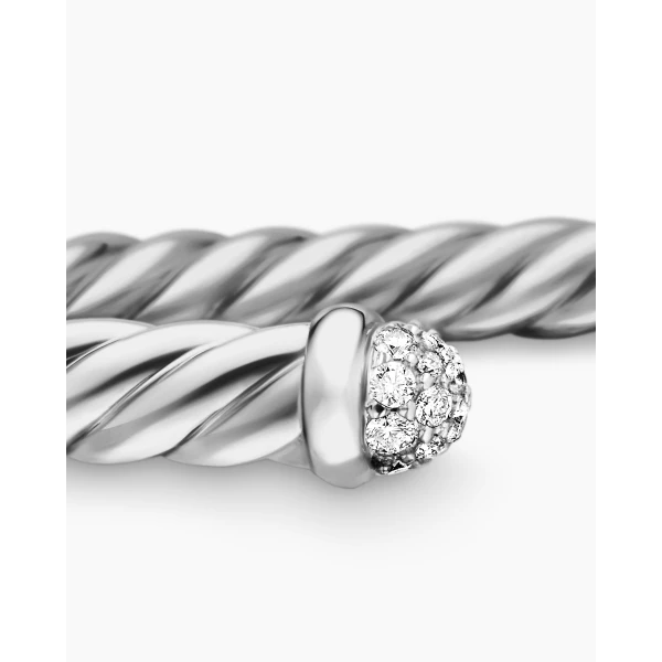 signature twisted-helix detail|David Yurman Cablespira® Flex Bracelet in 18K White Gold with Diamonds