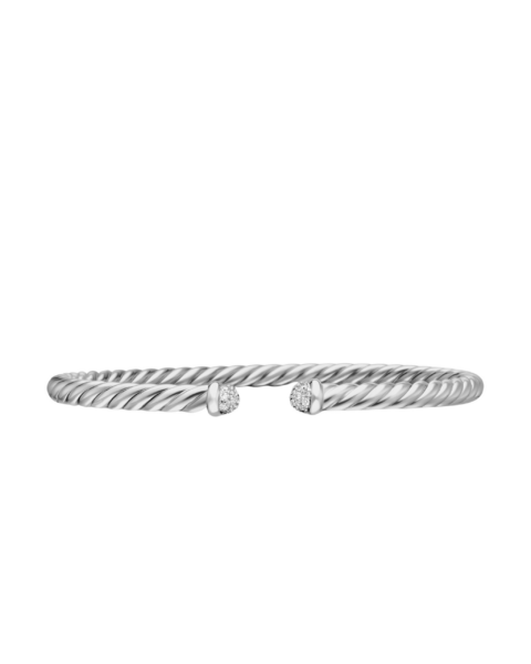 David Yurman Cablespira® Flex Bracelet in 18K White Gold with Diamonds