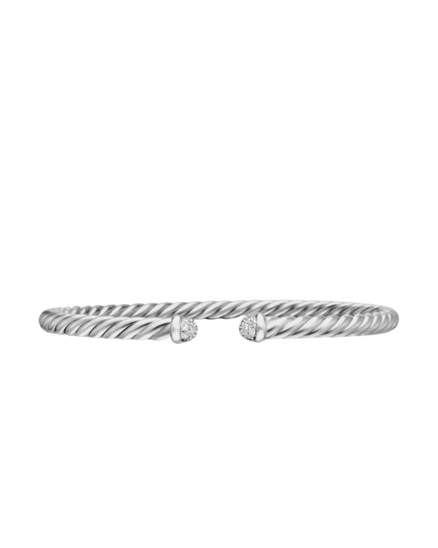 David Yurman Cablespira® Flex Bracelet in 18K White Gold with Diamonds